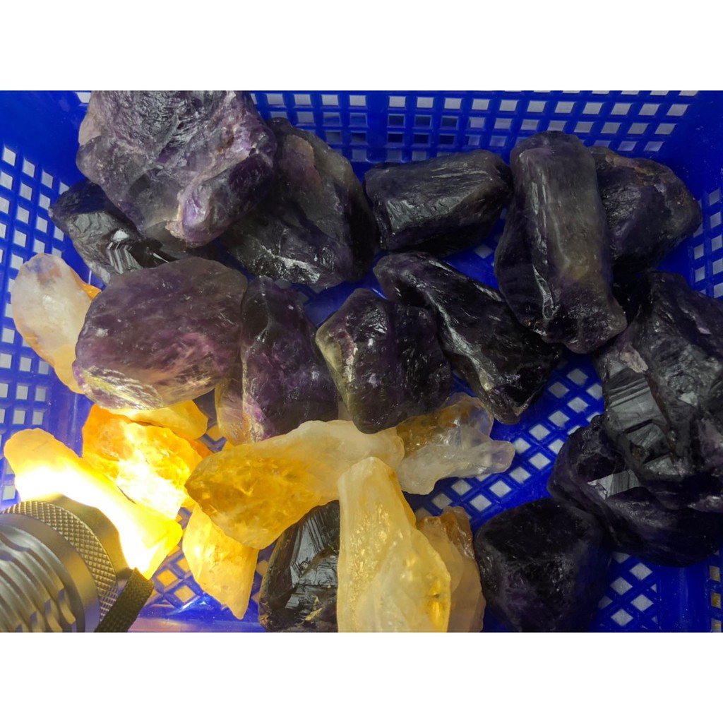 甜蜜水晶 天然水晶原礦 巴西紫晶 巴西黃水晶 螢石原礦未拋光 (商品如照片實品拍照)便宜出清:圖片 5