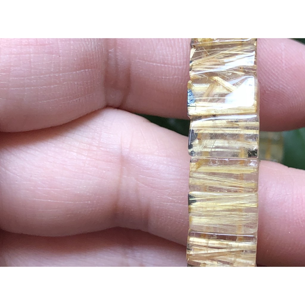 J0416B05A1★甜蜜水晶★鈦晶 金髮晶財源滾滾來版絲鈦晶手排細款女板手鍊㊣黑點為鈦晶絲生長點 能量更強:圖片 5