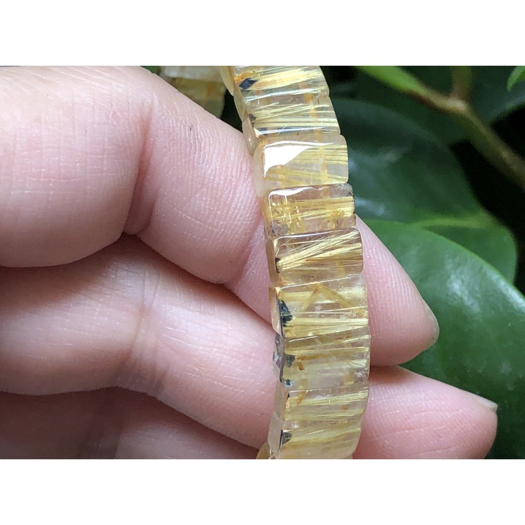J0416B05A1★甜蜜水晶★鈦晶 金髮晶財源滾滾來版絲鈦晶手排細款女板手鍊㊣黑點為鈦晶絲生長點 能量更強:圖片 6