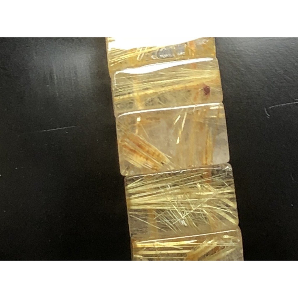 J0416B05A13★甜蜜水晶★天然鈦晶多絲寬絲版絲清透亮眼鈦晶手排細款女板手鍊㊣黑點為鈦晶絲生長點 能量更強:圖片 3