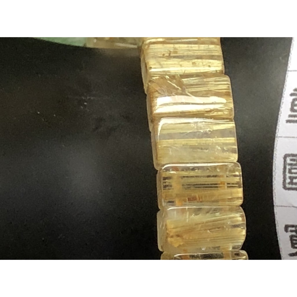 J0416B05A12★甜蜜水晶★天然鈦晶金髮晶財運之石鈦晶手排細款女板手鍊㊣黑點為鈦晶絲生長點 能量更強:圖片 4