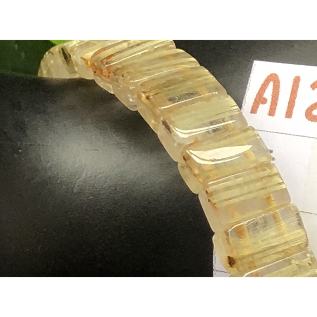 J0416B05A12★甜蜜水晶★天然鈦晶金髮晶財運之石鈦晶手排細款女板手鍊㊣黑點為鈦晶絲生長點 能量更強:圖片 5