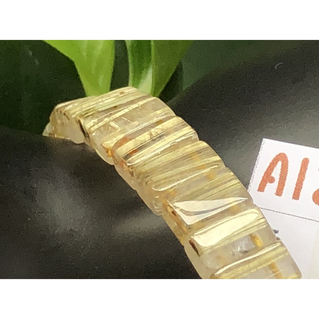 J0416B05A12★甜蜜水晶★天然鈦晶金髮晶財運之石鈦晶手排細款女板手鍊㊣黑點為鈦晶絲生長點 能量更強:圖片 6