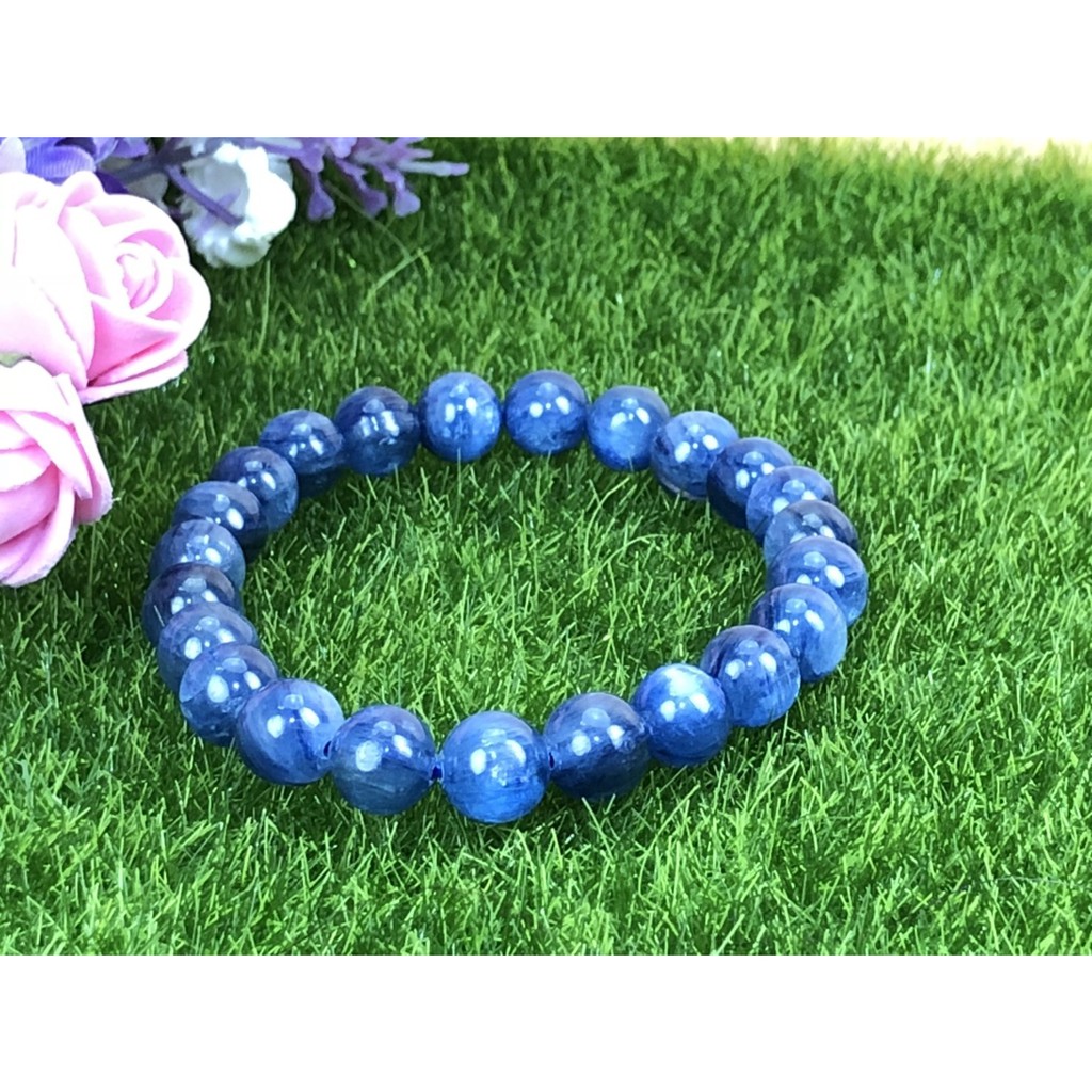 ♡J0416B04-A5 ♡藍晶石半寶石★甜蜜水晶★天然藍晶石手鍊9MM貓眼藍晶石手鍊 純天然的寶石 藍色螢光炫眼:圖片 5