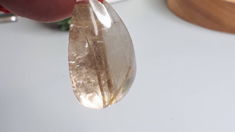 0205P07-9【甜蜜水晶】天然鈦晶多絲寬絲項鍊吊墜 黑點為鈦晶絲生長點 能量更強 超黃金:圖片 8