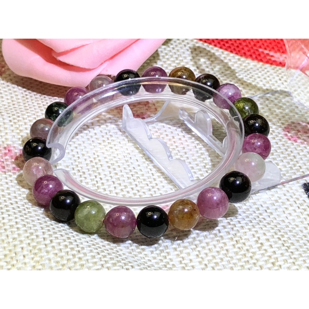 J0408B02-AB23 甜蜜水晶 天然彩色亮麗碧璽手鍊 彩色電氣石 鮮艷 多彩 秀氣彩色碧璽 西瓜碧璽:圖片 5
