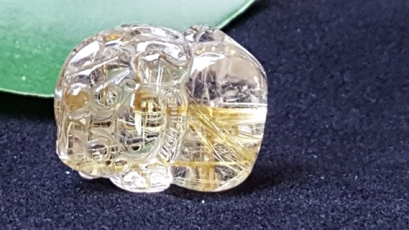 J1103B05-4 甜蜜水晶 天然鈦晶貔貅 多絲 寬絲 版絲清透亮眼鈦晶 貔貅吊墜 擺件:圖片 5