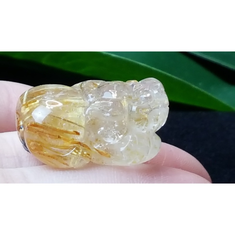 J1103B05-5 甜蜜水晶 天然鈦晶貔貅 多絲 寬絲 版絲清透亮眼鈦晶 貔貅吊墜 擺件