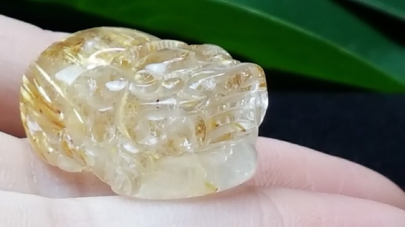 J1103B05-5 甜蜜水晶 天然鈦晶貔貅 多絲 寬絲 版絲清透亮眼鈦晶 貔貅吊墜 擺件:圖片 2
