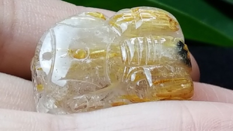 J1103B05-5 甜蜜水晶 天然鈦晶貔貅 多絲 寬絲 版絲清透亮眼鈦晶 貔貅吊墜 擺件:圖片 5