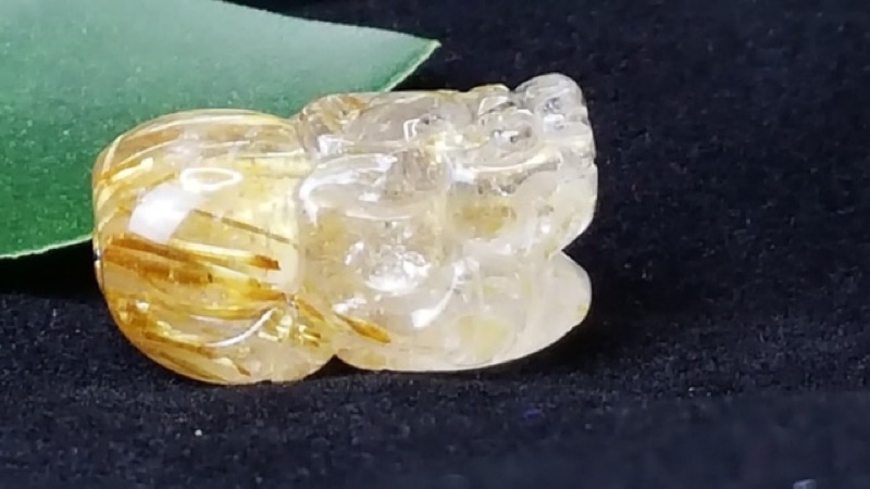 J1103B05-5 甜蜜水晶 天然鈦晶貔貅 多絲 寬絲 版絲清透亮眼鈦晶 貔貅吊墜 擺件:圖片 7