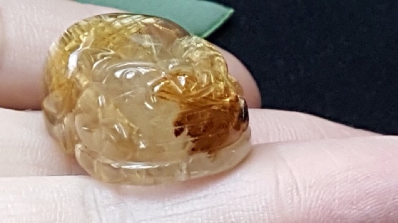 J1103B05-6 甜蜜水晶 天然鈦晶貔貅 多絲 寬絲 版絲清透亮眼鈦晶 貔貅吊墜 擺件:圖片 2