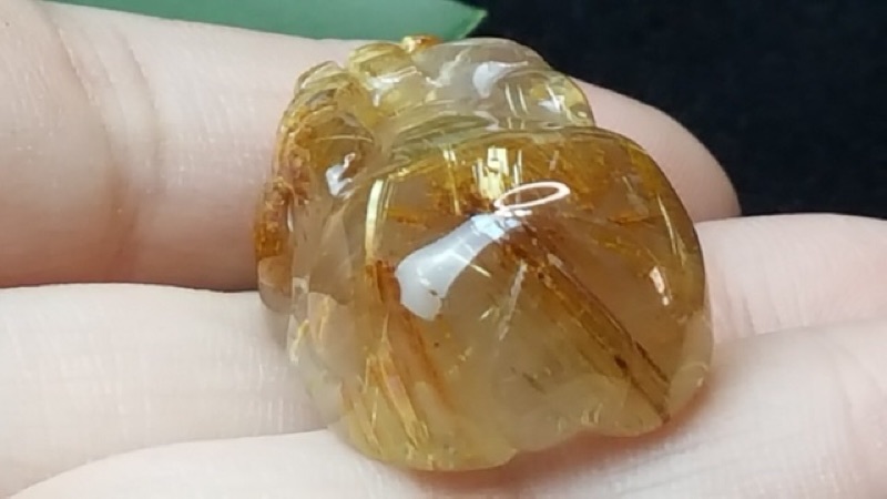 J1103B05-6 甜蜜水晶 天然鈦晶貔貅 多絲 寬絲 版絲清透亮眼鈦晶 貔貅吊墜 擺件:圖片 4