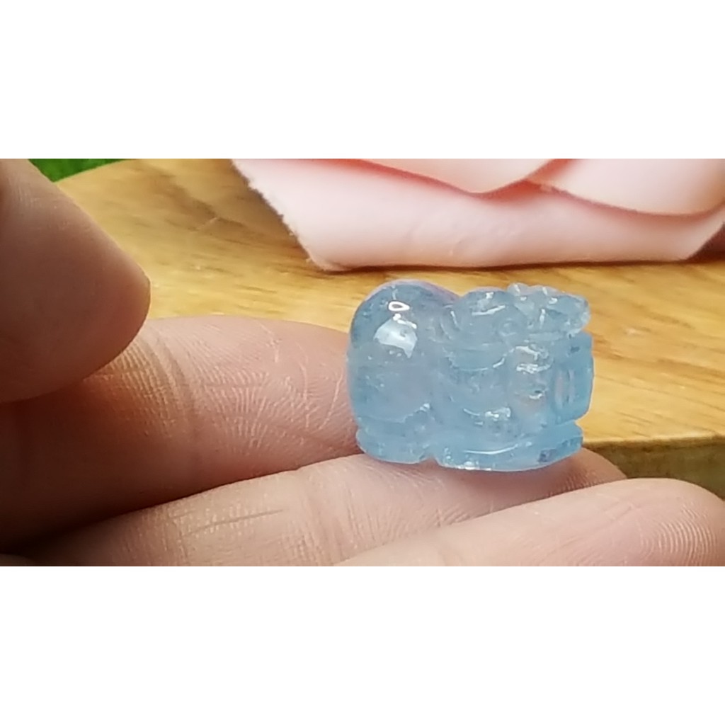 甜蜜水晶 J1103B06-13 天然晶透海水藍寶 貔貅 吊墜 擺件 綁成項鍊如最後一張圖片