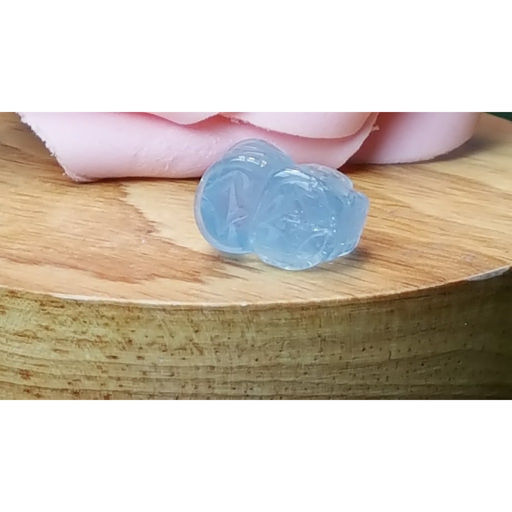 甜蜜水晶 J1103B06-13 天然晶透海水藍寶 貔貅 吊墜 擺件 綁成項鍊如最後一張圖片:圖片 4