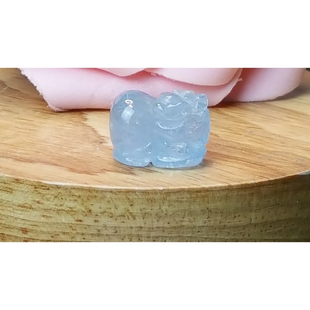 甜蜜水晶 J1103B06-13 天然晶透海水藍寶 貔貅 吊墜 擺件 綁成項鍊如最後一張圖片:圖片 5