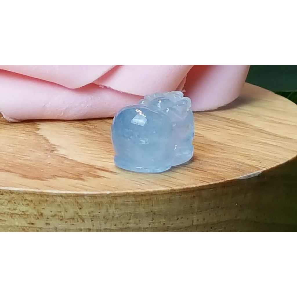 甜蜜水晶 J1103B06-13 天然晶透海水藍寶 貔貅 吊墜 擺件 綁成項鍊如最後一張圖片:圖片 6
