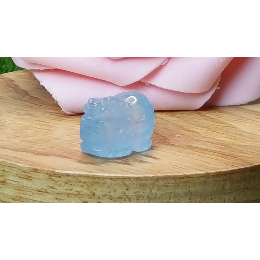 甜蜜水晶 J1103B06-13 天然晶透海水藍寶 貔貅 吊墜 擺件 綁成項鍊如最後一張圖片:圖片 7