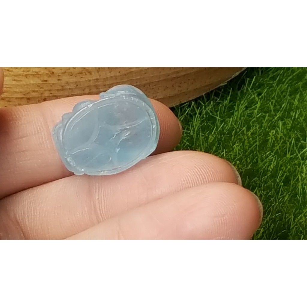 甜蜜水晶 J1103B06-15 天然晶透海水藍寶 貔貅 吊墜 擺件 綁成項鍊如最後一張圖片