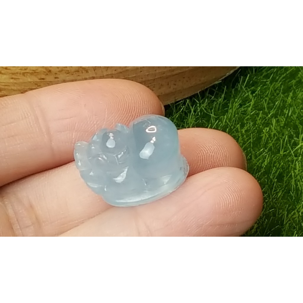 甜蜜水晶 J1103B06-15 天然晶透海水藍寶 貔貅 吊墜 擺件 綁成項鍊如最後一張圖片:圖片 2