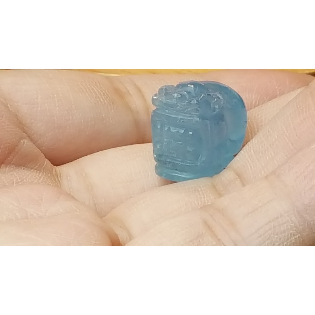 甜蜜水晶 J1103B06-14 天然晶透海水藍寶 貔貅 吊墜 擺件 貔貅擺件綁成項鍊如最後一張圖片:圖片 2