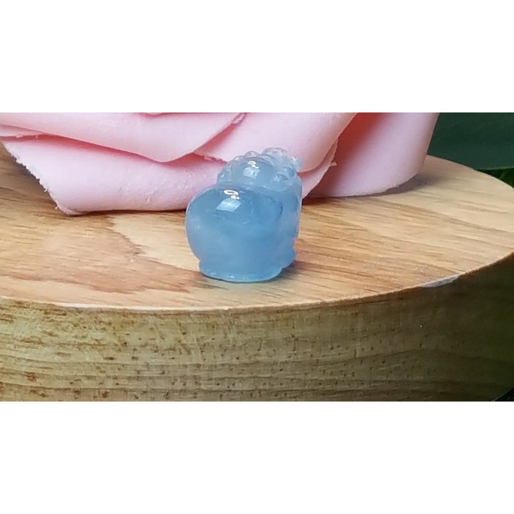 甜蜜水晶 J1103B06-14 天然晶透海水藍寶 貔貅 吊墜 擺件 貔貅擺件綁成項鍊如最後一張圖片:圖片 6