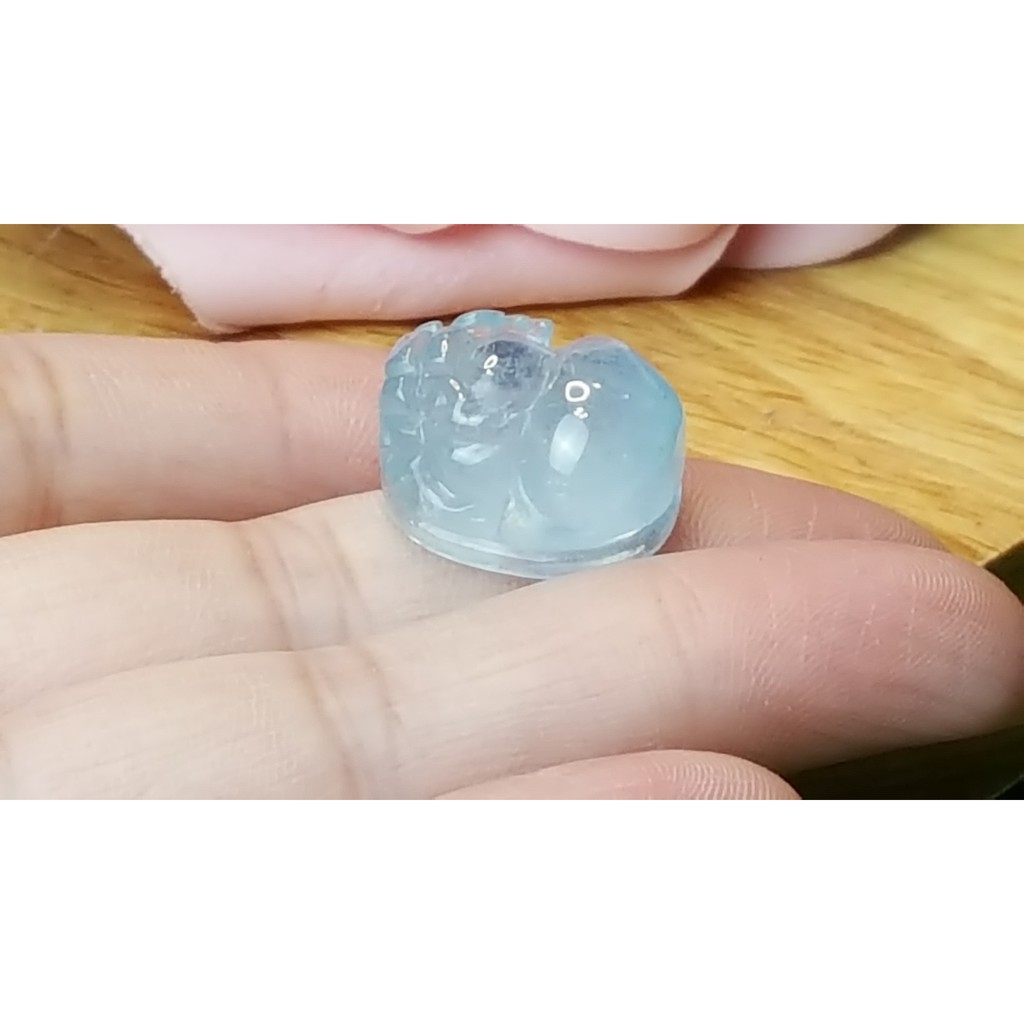 甜蜜水晶 J1103B06-16 天然晶透海水藍寶 貔貅 吊墜 擺件 綁成項鍊如最後一張圖片:圖片 4