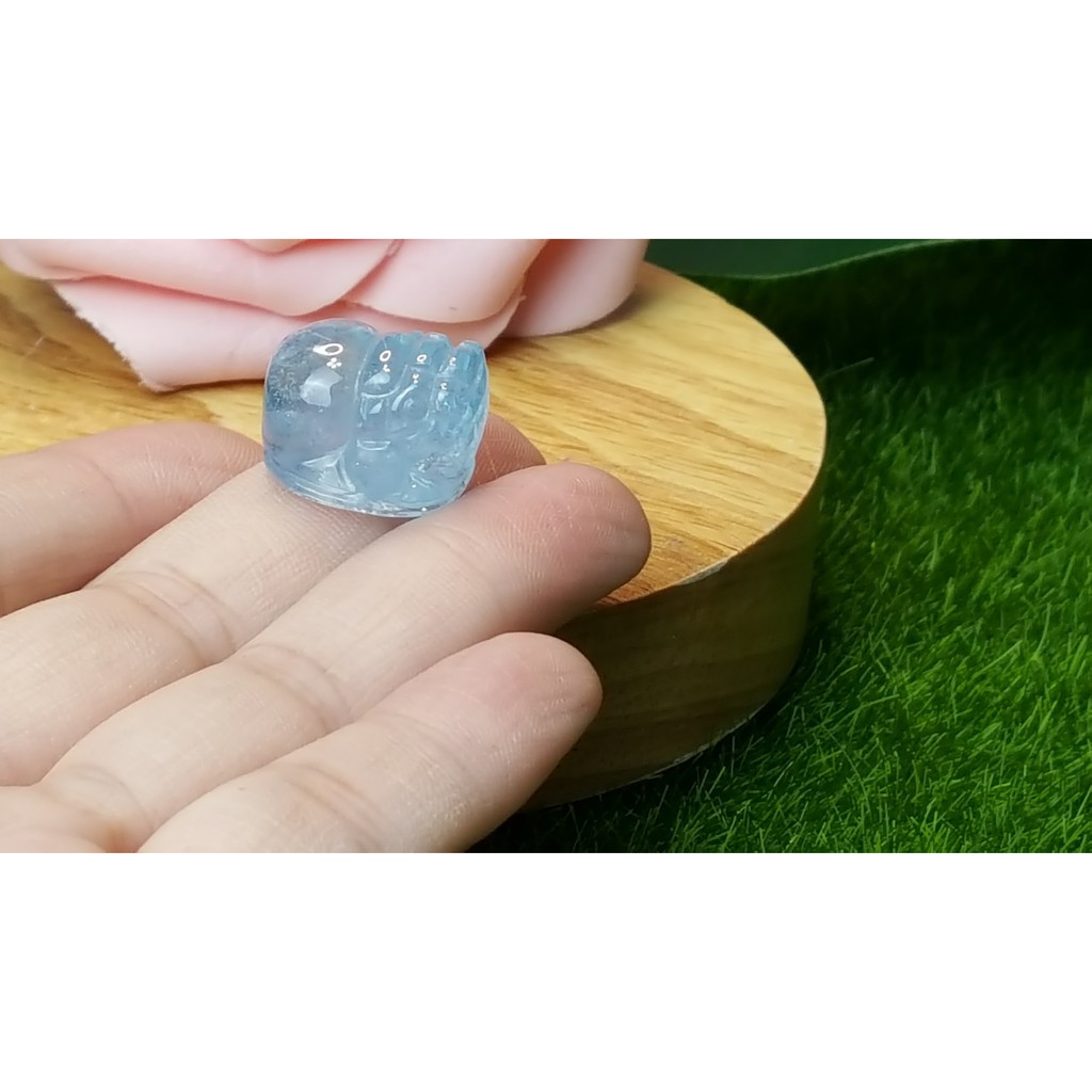 甜蜜水晶 J1103B06-18 天然晶透海水藍寶 貔貅 吊墜 擺件 掛飾 項鍊 幫綁成項鍊如最後張圖片:圖片 6