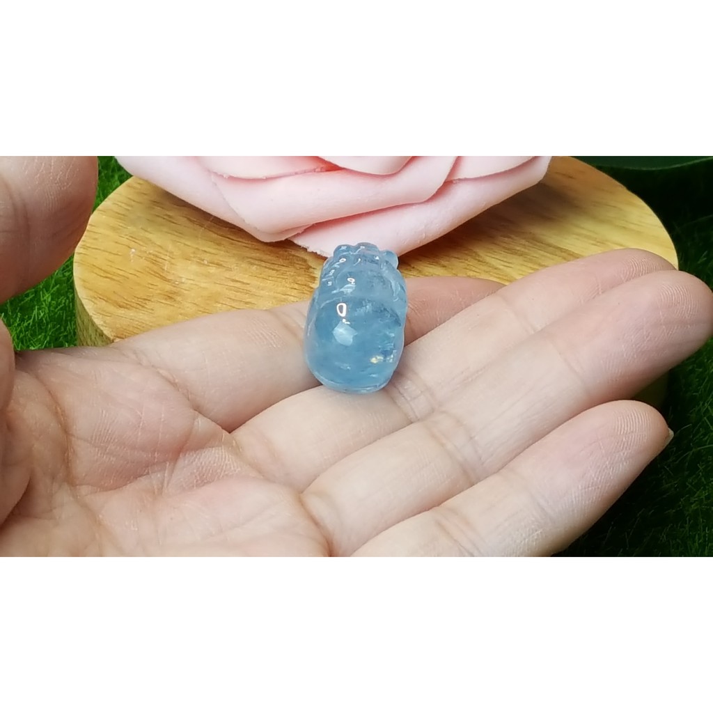 甜蜜水晶 J1103B06-20 天然晶透海水藍寶 貔貅 擺件 綁成項鍊如最後一張圖片:圖片 2