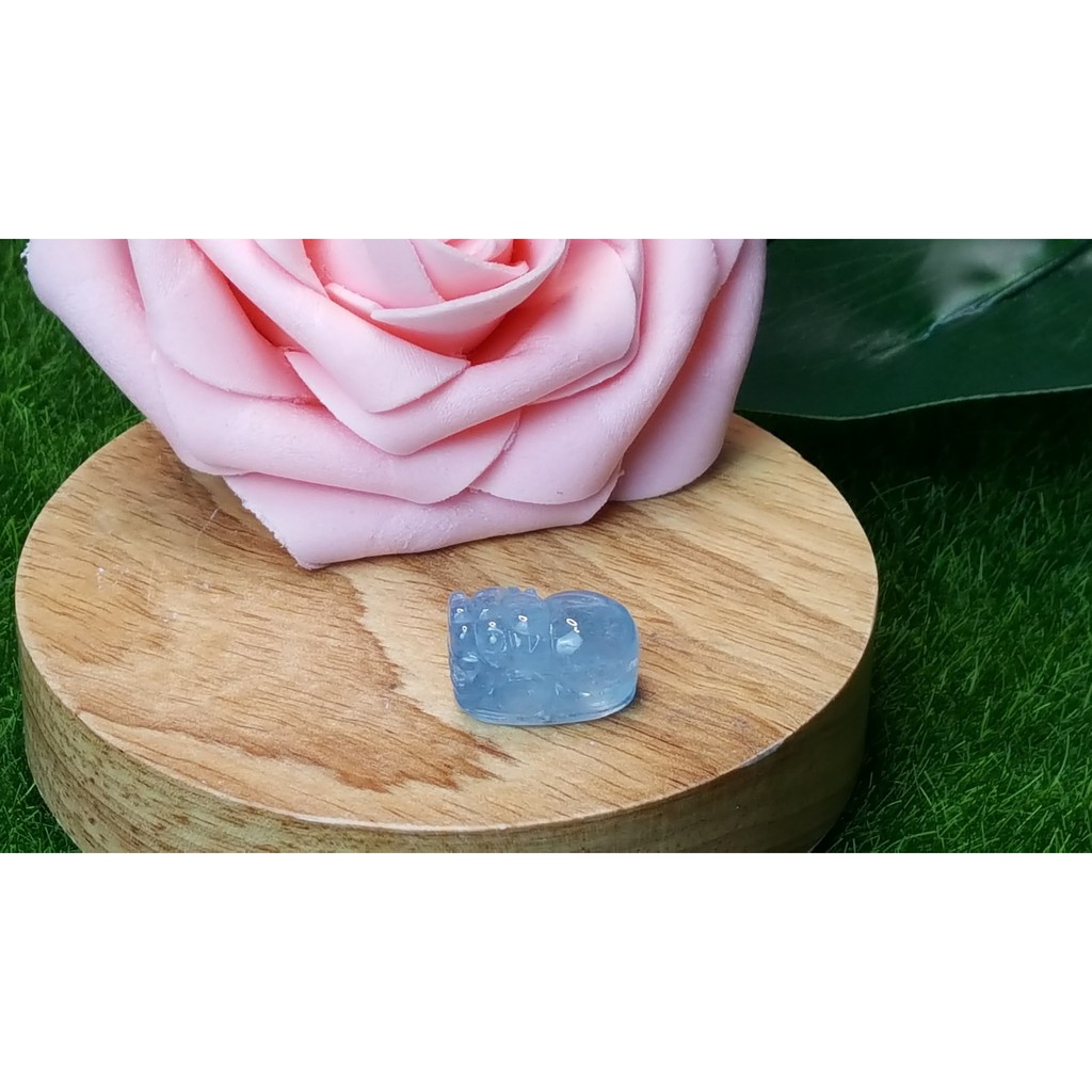 甜蜜水晶 J1103B06-20 天然晶透海水藍寶 貔貅 擺件 綁成項鍊如最後一張圖片:圖片 6