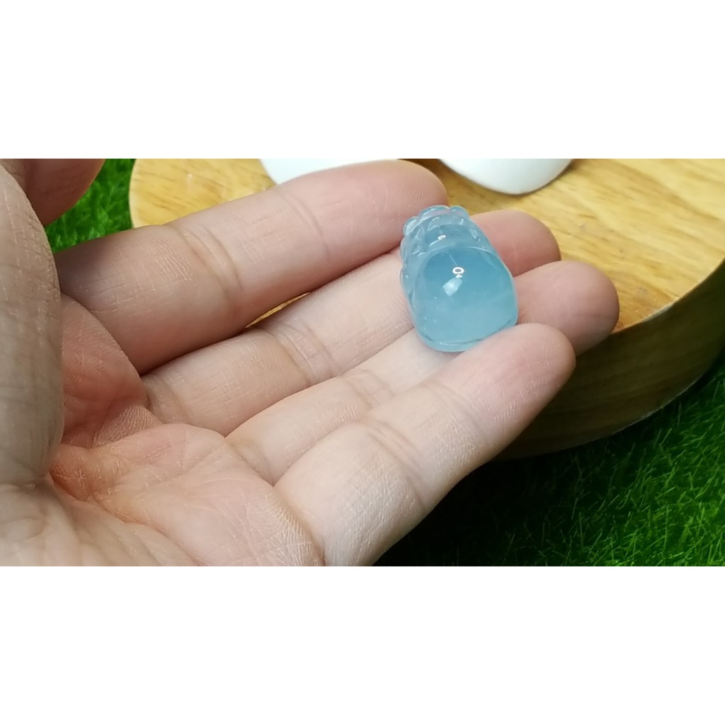 甜蜜水晶 J1103B06-21 天然晶透海水藍寶 貔貅 吊墜 擺件 掛飾 項鍊 幫綁成項鍊如最後張圖片