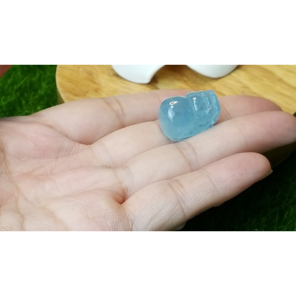 甜蜜水晶 J1103B06-21 天然晶透海水藍寶 貔貅 吊墜 擺件 掛飾 項鍊 幫綁成項鍊如最後張圖片:圖片 3