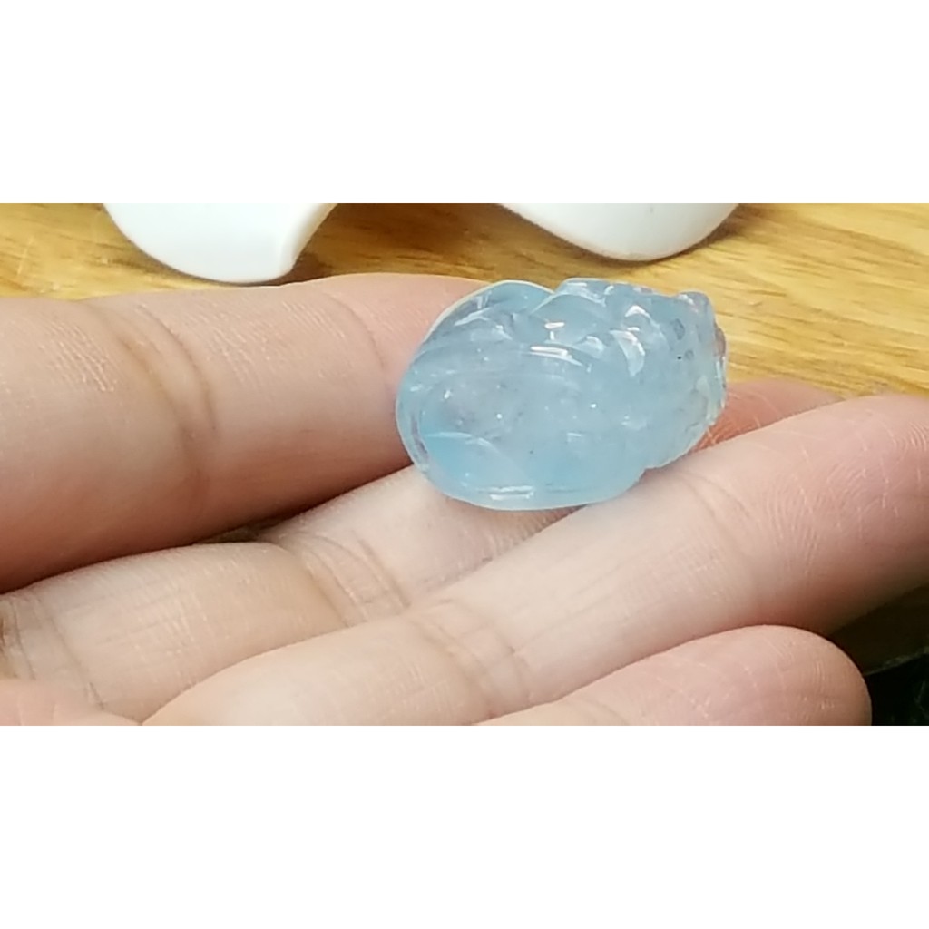 甜蜜水晶 J1103B06-22 天然晶透海水藍寶 貔貅 吊墜 擺件 掛飾 項鍊 幫綁成項鍊如最後張圖片:圖片 2