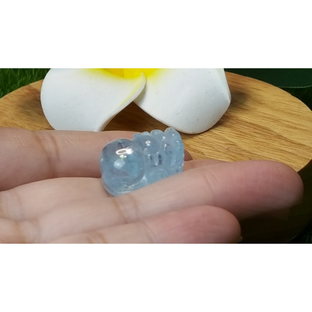 甜蜜水晶 J1103B06-23 天然晶透海水藍寶 貔貅 吊墜 擺件 掛飾 項鍊 幫綁成項鍊如最後張圖片