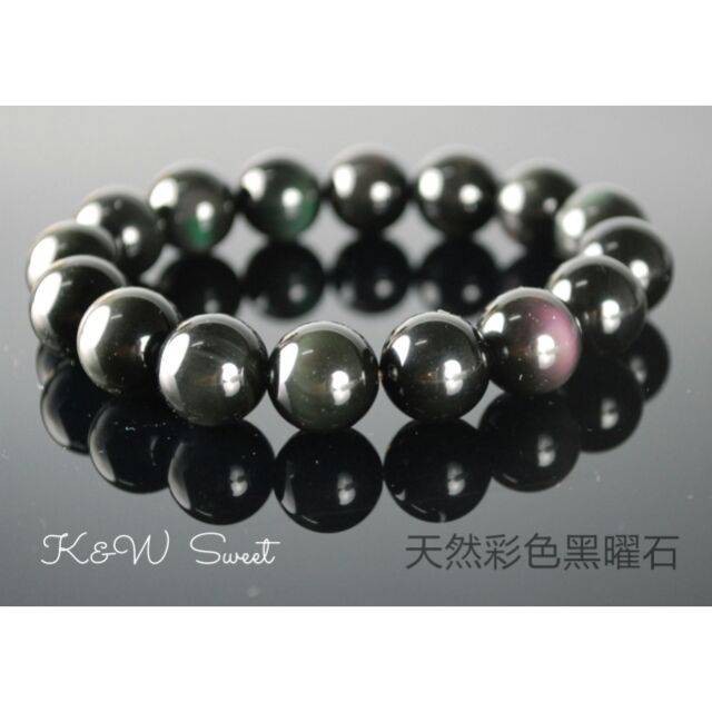 七月聖石 0420K001★甜蜜水晶★天然彩色黒曜石手鍊 ※14mm※1-2mm※10mm※8mm手珠彩色黑曜石帶眼哦