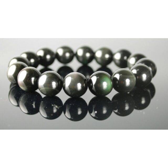 七月聖石 0420K001★甜蜜水晶★天然彩色黒曜石手鍊 ※14mm※1-2mm※10mm※8mm手珠彩色黑曜石帶眼哦:圖片 2