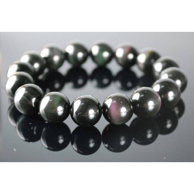 七月聖石 0420K001★甜蜜水晶★天然彩色黒曜石手鍊 ※14mm※1-2mm※10mm※8mm手珠彩色黑曜石帶眼哦:圖片 3