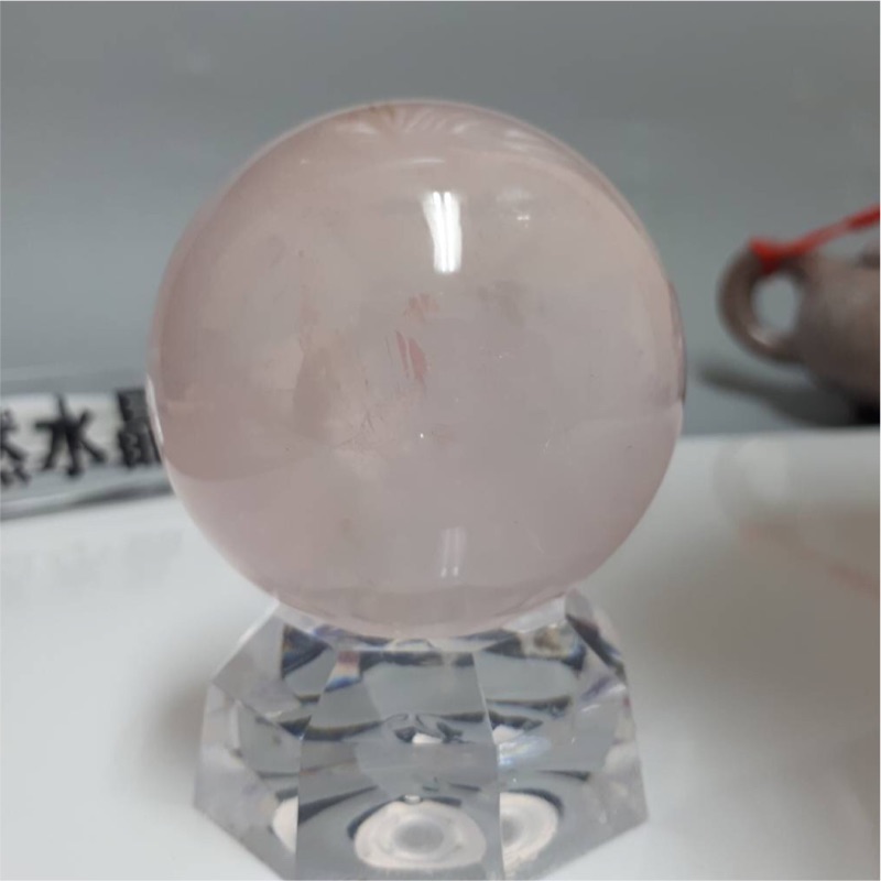 甜蜜水晶 J90106A01 天然清透六芒星粉晶水晶球 粉晶 水晶球 六芒星 能量更強 僅此一顆
