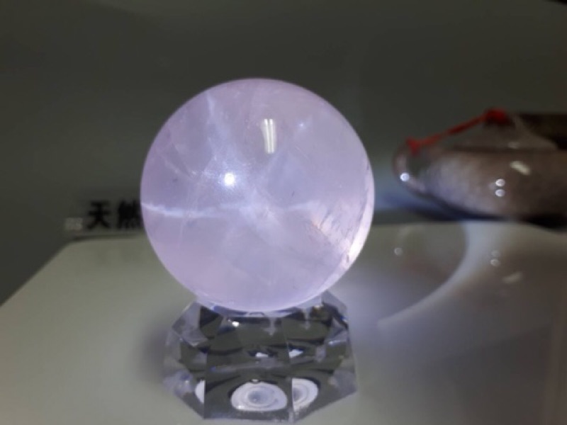 甜蜜水晶 J90106A01 天然清透六芒星粉晶水晶球 粉晶 水晶球 六芒星 能量更強 僅此一顆:圖片 4