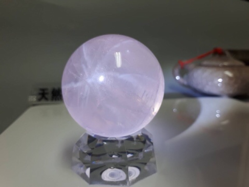 甜蜜水晶 J90106A01 天然清透六芒星粉晶水晶球 粉晶 水晶球 六芒星 能量更強 僅此一顆:圖片 5