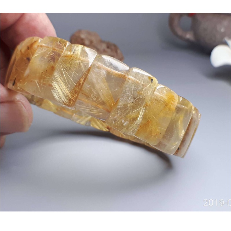 J1103B11-7★甜蜜水晶★天然鈦晶手排男版平價多絲寬絲版絲清透亮眼鈦晶手排㊣黑點為鈦晶絲生長點 能量更強