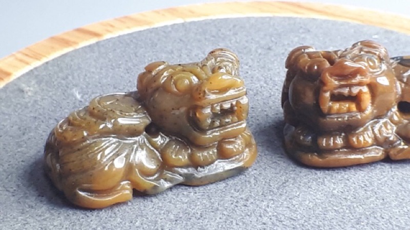 J0527B08-2~3天然阿拉善瑪瑙 貔貅(一對。如圖)吊墜 甜蜜水晶 擺件單一商品收藏快收 售完為止:圖片 2