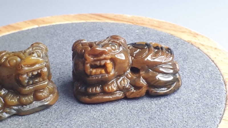 J0527B08-2~3天然阿拉善瑪瑙 貔貅(一對。如圖)吊墜 甜蜜水晶 擺件單一商品收藏快收 售完為止:圖片 3