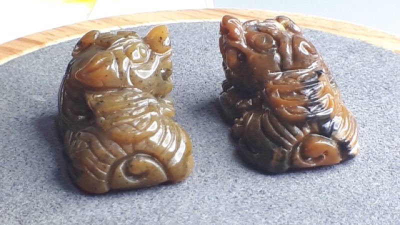 J0527B08-2~3天然阿拉善瑪瑙 貔貅(一對。如圖)吊墜 甜蜜水晶 擺件單一商品收藏快收 售完為止:圖片 5