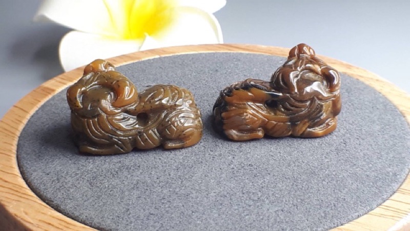J0527B08-2~3天然阿拉善瑪瑙 貔貅(一對。如圖)吊墜 甜蜜水晶 擺件單一商品收藏快收 售完為止:圖片 6