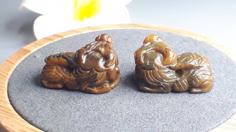 J0527B08-2~3天然阿拉善瑪瑙 貔貅(一對。如圖)吊墜 甜蜜水晶 擺件單一商品收藏快收 售完為止:圖片 7