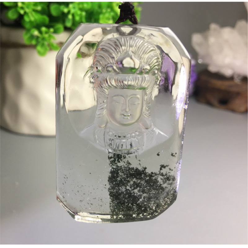 J0324B09-3甜蜜水晶 天然異象水晶 綠幽靈水晶菩薩項鍊 激光項鍊 商品如圖 僅此一件 便宜出清