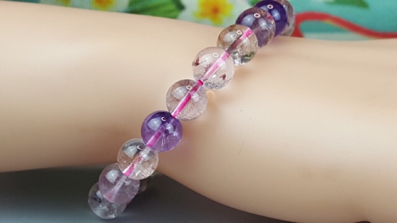 ♡J90407A05-9♡超七能量石☆色彩豐富★甜蜜水晶★天然清透超七多絲多礦9m手鍊☆永久免消磁手鍊平價批發價出售現貨:圖片 5