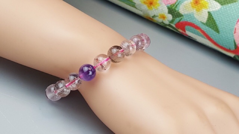 ♡J90407A05-9♡超七能量石☆色彩豐富★甜蜜水晶★天然清透超七多絲多礦9m手鍊☆永久免消磁手鍊平價批發價出售現貨:圖片 6