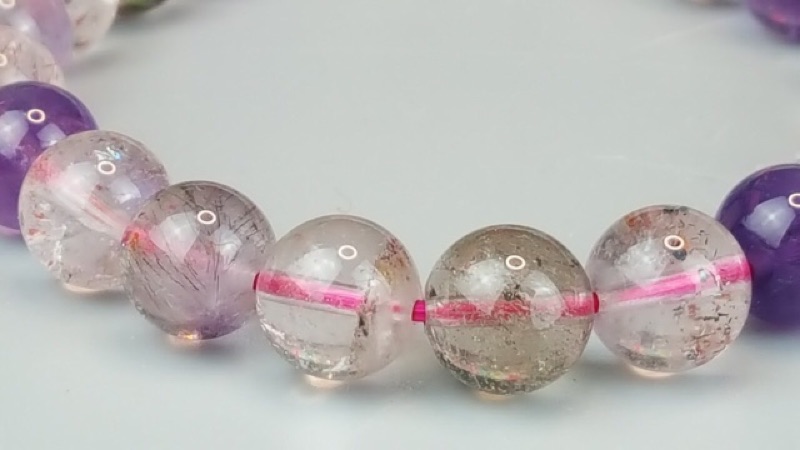 ♡J90407A05-9♡超七能量石☆色彩豐富★甜蜜水晶★天然清透超七多絲多礦9m手鍊☆永久免消磁手鍊平價批發價出售現貨:圖片 8